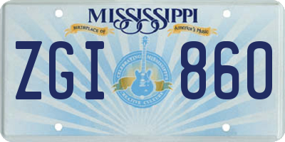 MS license plate ZGI860