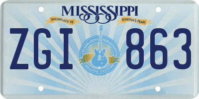 MS license plate ZGI863