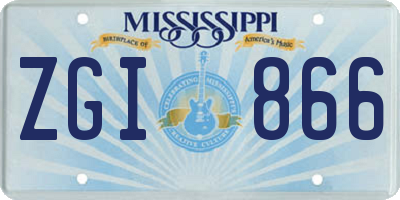MS license plate ZGI866