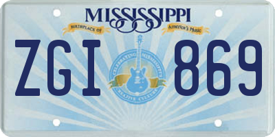 MS license plate ZGI869