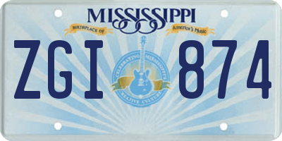 MS license plate ZGI874
