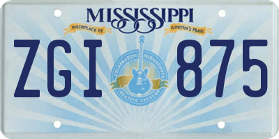 MS license plate ZGI875