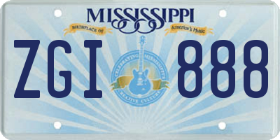 MS license plate ZGI888
