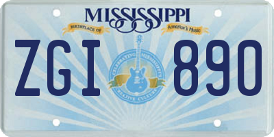 MS license plate ZGI890