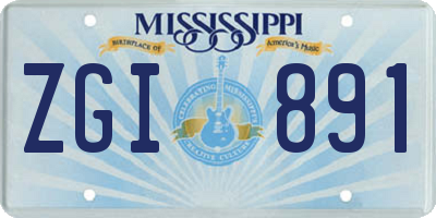 MS license plate ZGI891