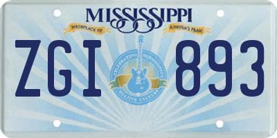 MS license plate ZGI893