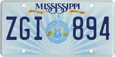 MS license plate ZGI894