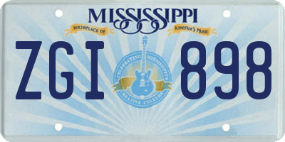 MS license plate ZGI898