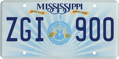 MS license plate ZGI900
