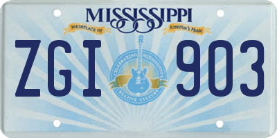 MS license plate ZGI903