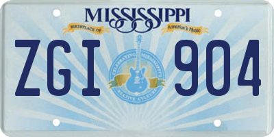 MS license plate ZGI904