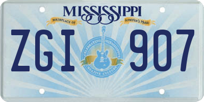 MS license plate ZGI907