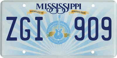 MS license plate ZGI909