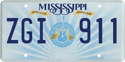 MS license plate ZGI911