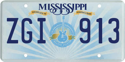MS license plate ZGI913