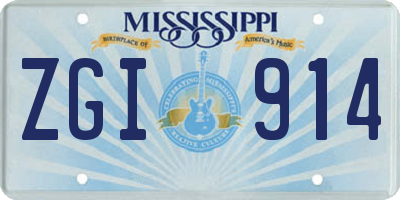 MS license plate ZGI914