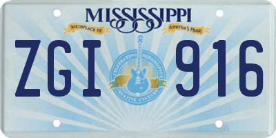 MS license plate ZGI916