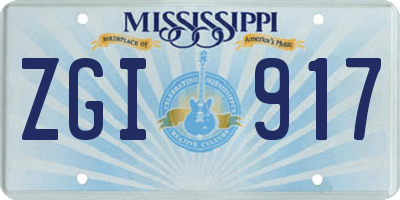MS license plate ZGI917