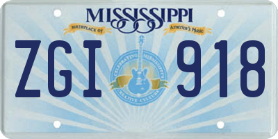 MS license plate ZGI918