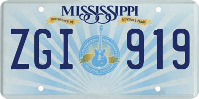 MS license plate ZGI919