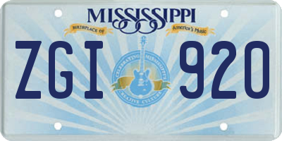 MS license plate ZGI920