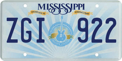 MS license plate ZGI922