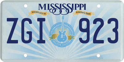 MS license plate ZGI923