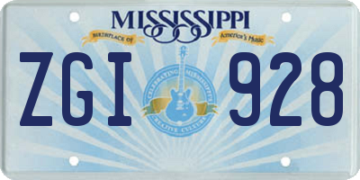 MS license plate ZGI928