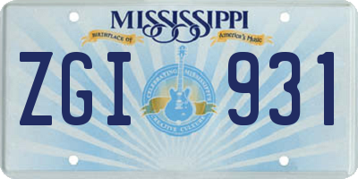 MS license plate ZGI931