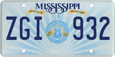 MS license plate ZGI932