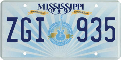 MS license plate ZGI935