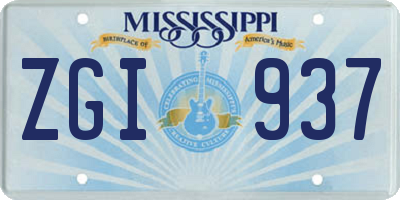 MS license plate ZGI937
