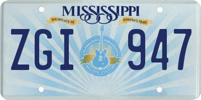 MS license plate ZGI947