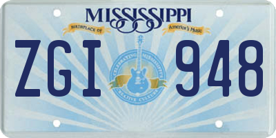 MS license plate ZGI948