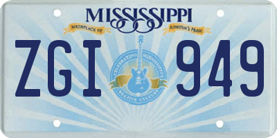 MS license plate ZGI949