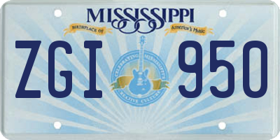 MS license plate ZGI950