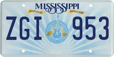 MS license plate ZGI953
