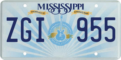 MS license plate ZGI955