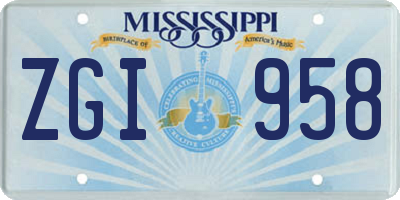MS license plate ZGI958