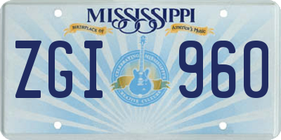MS license plate ZGI960