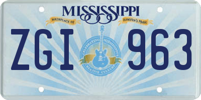 MS license plate ZGI963