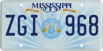 MS license plate ZGI968