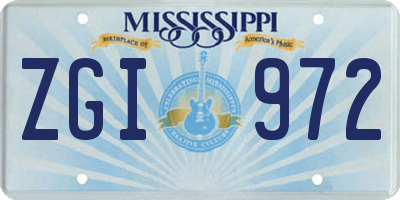 MS license plate ZGI972