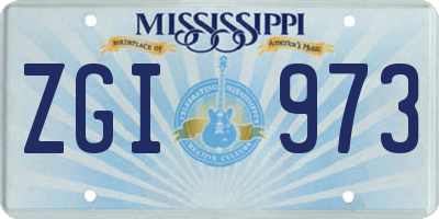 MS license plate ZGI973