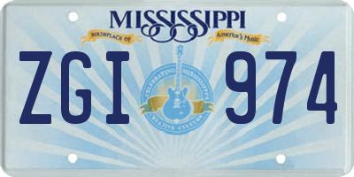MS license plate ZGI974