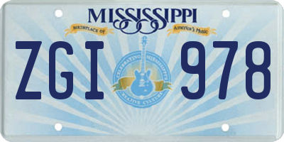MS license plate ZGI978