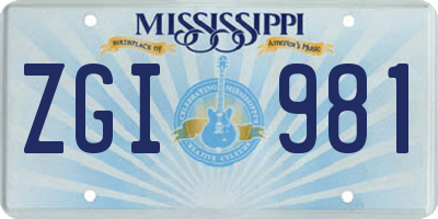 MS license plate ZGI981