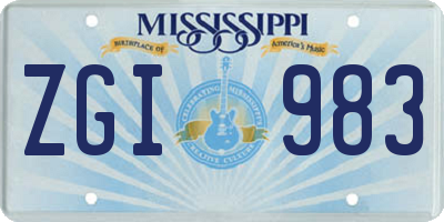 MS license plate ZGI983