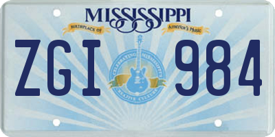 MS license plate ZGI984