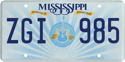 MS license plate ZGI985